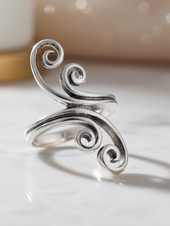 Fine Jewelry Jewelry - Womens Sterling Silver 925 Double Swirl Statement Ring